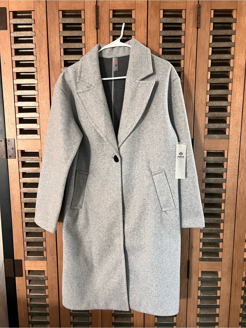 Mono B Gray Single-Button Long Trench Coat